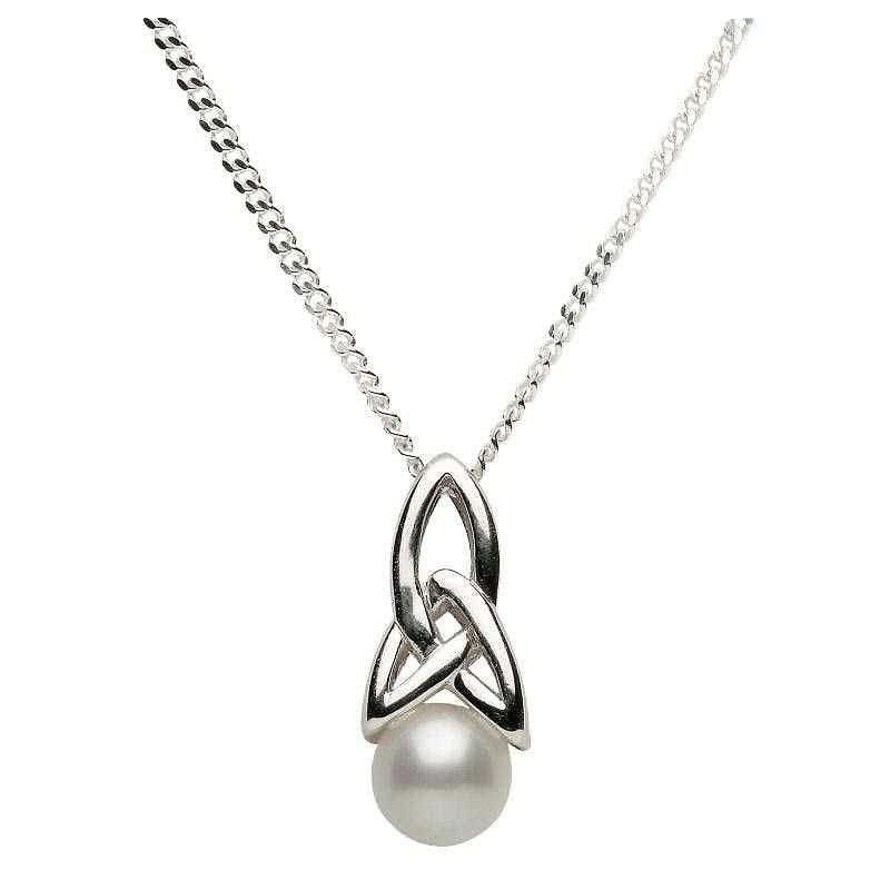 Sterling Silver Celtic Pearl Pendant on a 18&quot; Sterling Silver Chain