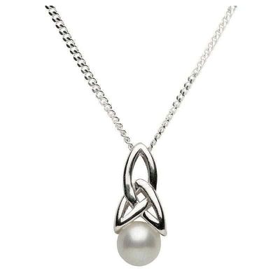 Sterling Silver Celtic Pearl Pendant on a 18&quot; Sterling Silver Chain