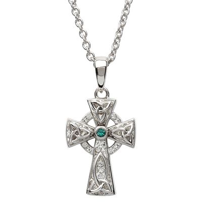 Sterling Silver Celtic Trinity Knot Cross With Swarovski® Crystals on a 18&quot; Sterling Silver Chain