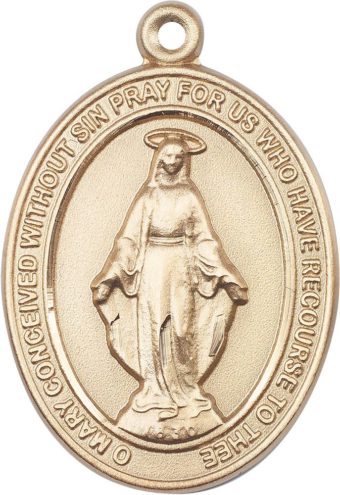 14kt Solid Gold Medal of your Choice- Man&#39;s Size, Choose Medal: Miraculous Mary