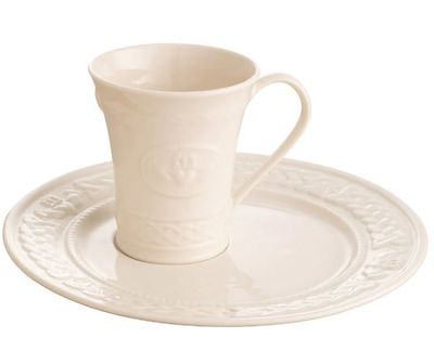 Belleek Claddagh Mug &amp; Tray Set Disc.