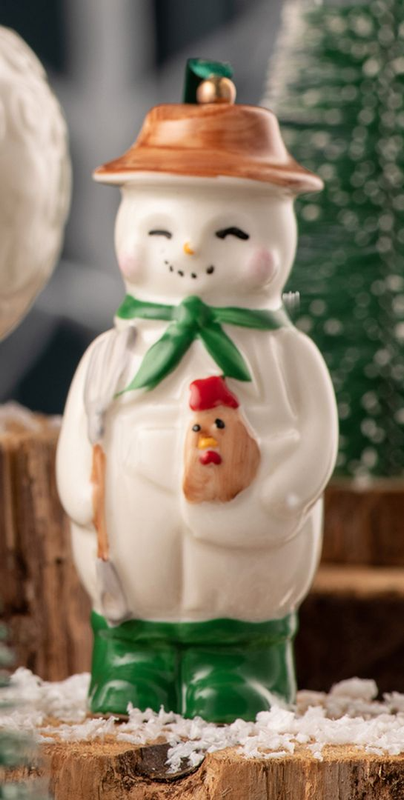 Belleek Farmer Snowman Ornament