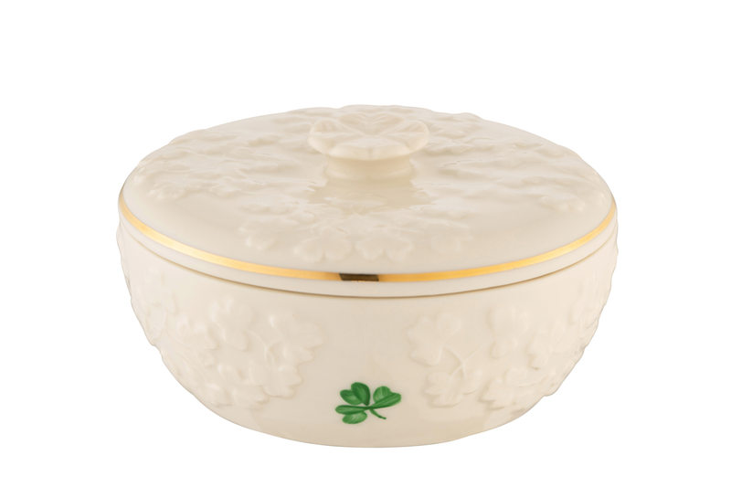 Belleek Fields of Shamrocks Trinket Box