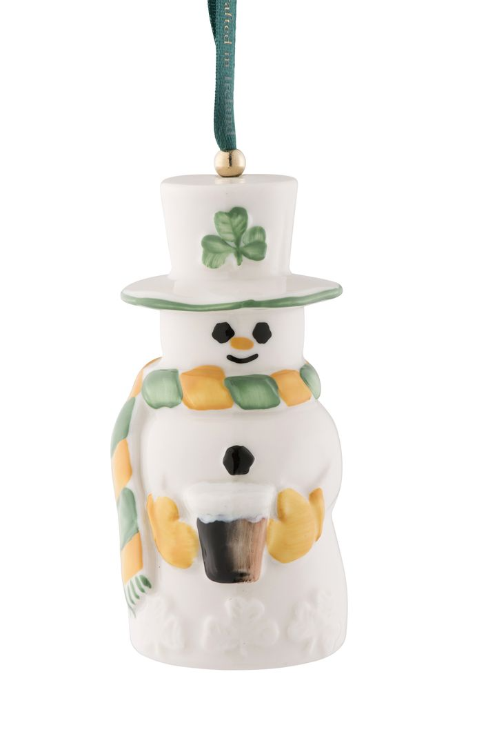 Belleek Paddy Snowman Bell Ornament