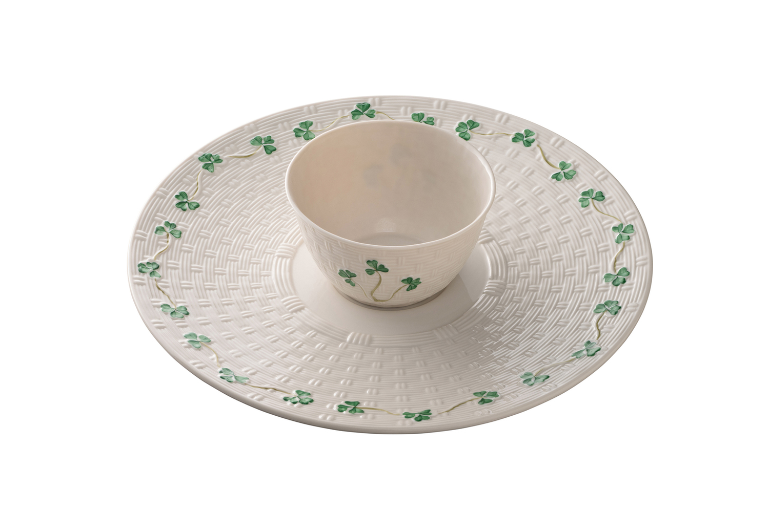 Belleek Shamrock Chip &amp; Dip Set