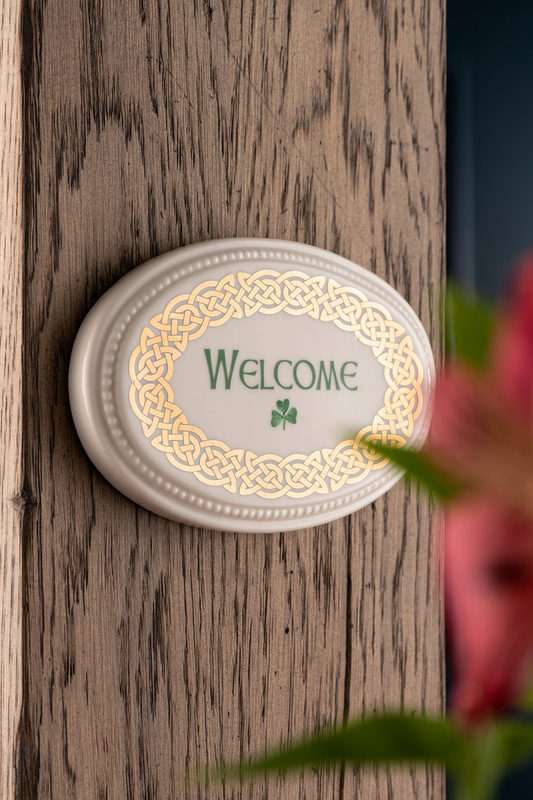 Belleek Welcome Wall Plaque Disc.