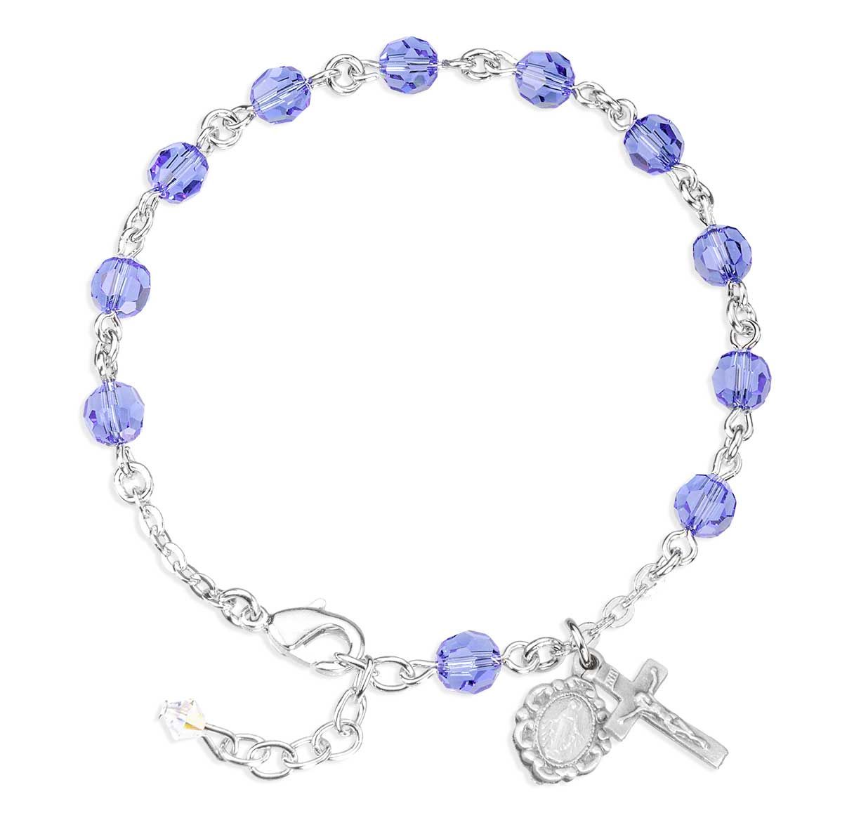 Youth Sapphire Crystal Round Rosary Bracelet
