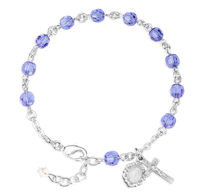 Youth Sapphire Crystal Round Rosary Bracelet