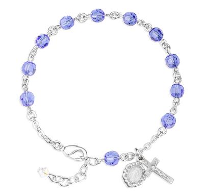 Youth Sapphire Crystal Round Rosary Bracelet