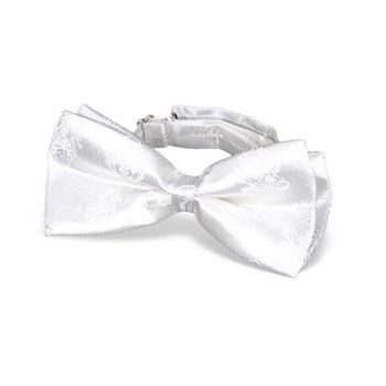 5&quot; White Clip on First Communion Bow Tie with Chalice, Wheat and Grapes Embroidery