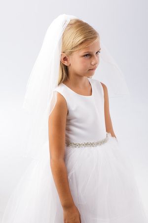 Veil with Simple Corded Edge, White- 774