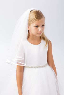 Veil with Satin Bias Edge, White- 762