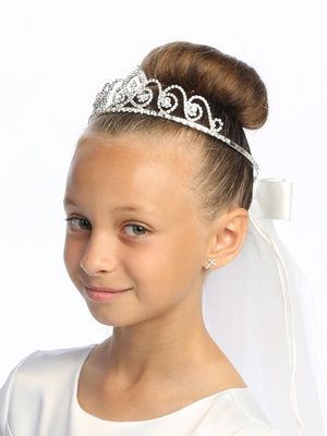 24&quot; Veil on Rhinestone Tiara- T-425