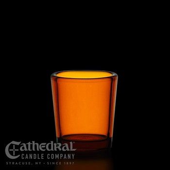 15-Hour Votive Light Glasses- Amber, One Dozen (12pcs)