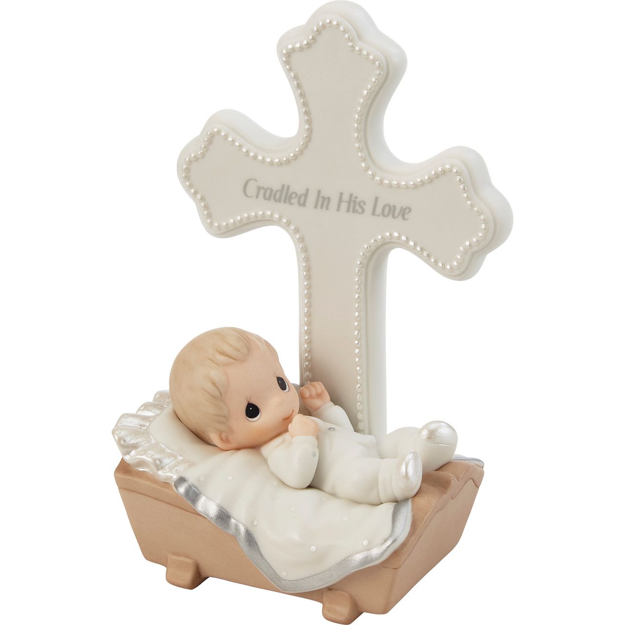 Boy &quot;Cradled In His Love&quot; Cross with Figurine