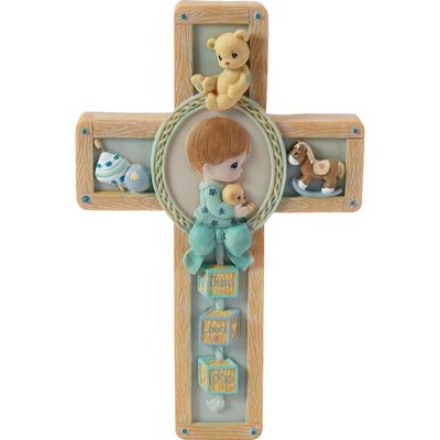 Boy &quot;Jesus Loves Me&quot; Resin Cross