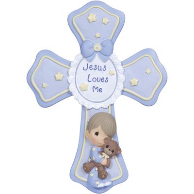 Boy &quot;Jesus Loves Me&quot; Cross With Stand