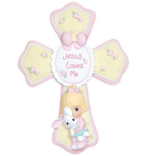 Girl &quot;Jesus Loves Me&quot; Cross With Stand