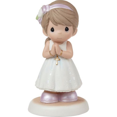 Girl First Communion Figurine (Brown Hair, Medium Skintone)