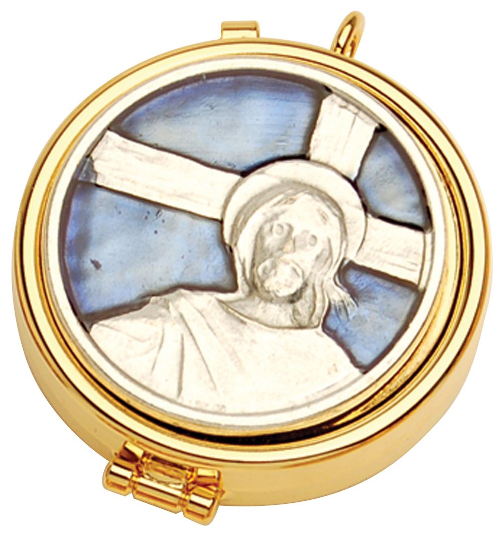 Pyx, 24kt Gold Plated with Blue Jesus Enameled Emblem