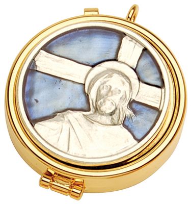 Pyx, 24kt Gold Plated with Blue Jesus Enameled Emblem
