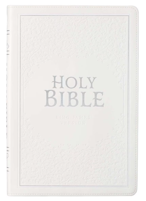 White Faux Leather Large Print Thinline King James Version Bible
