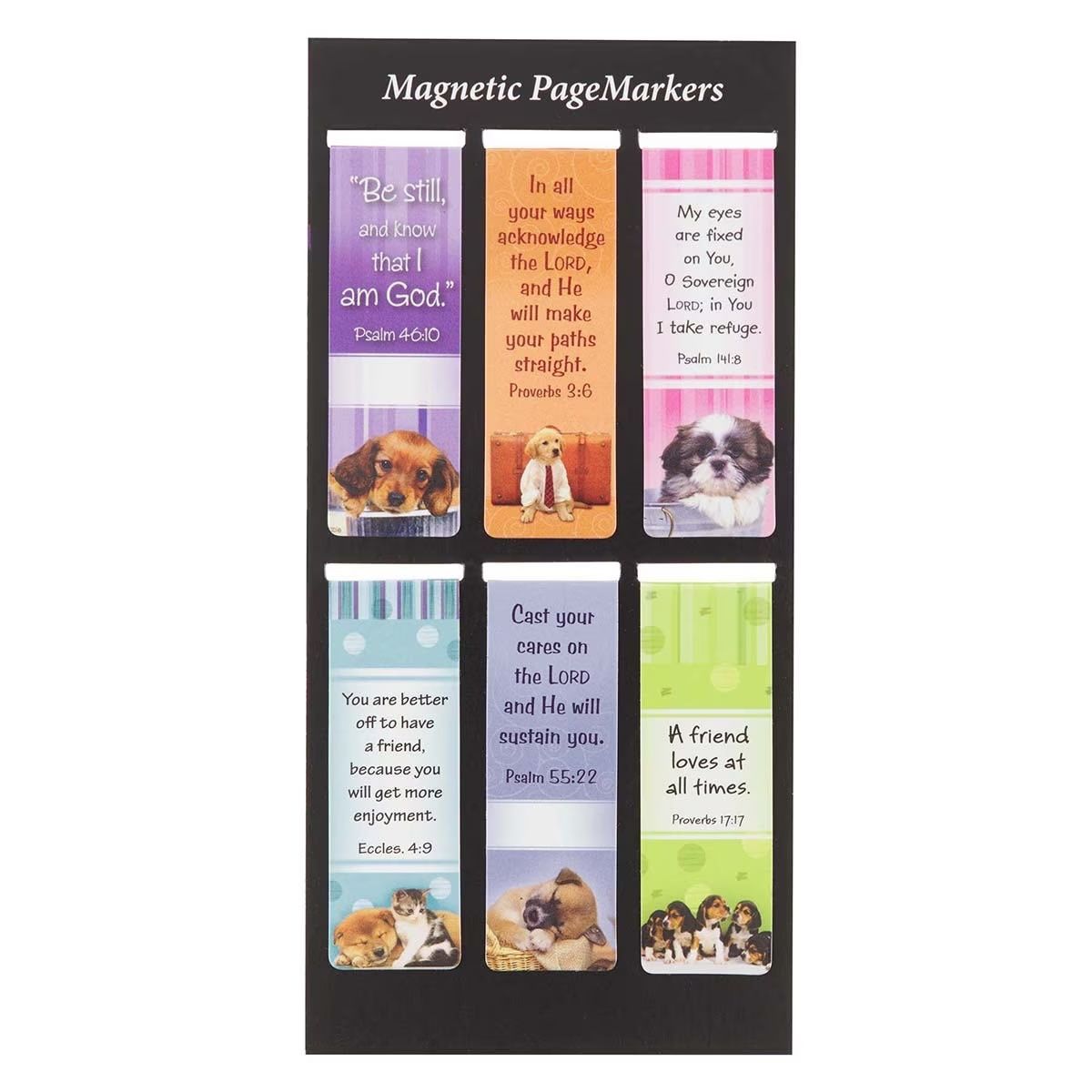 Be Still Magnetic Bookmark Set with Puppies - Psalm 46:10 Disc.
