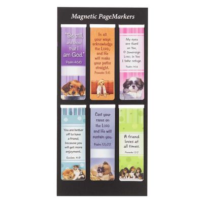 Be Still Magnetic Bookmark Set with Puppies - Psalm 46:10 Disc.