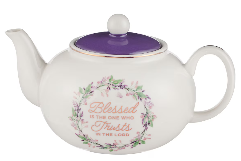 Blessed Purple Floral Ceramic Teapot