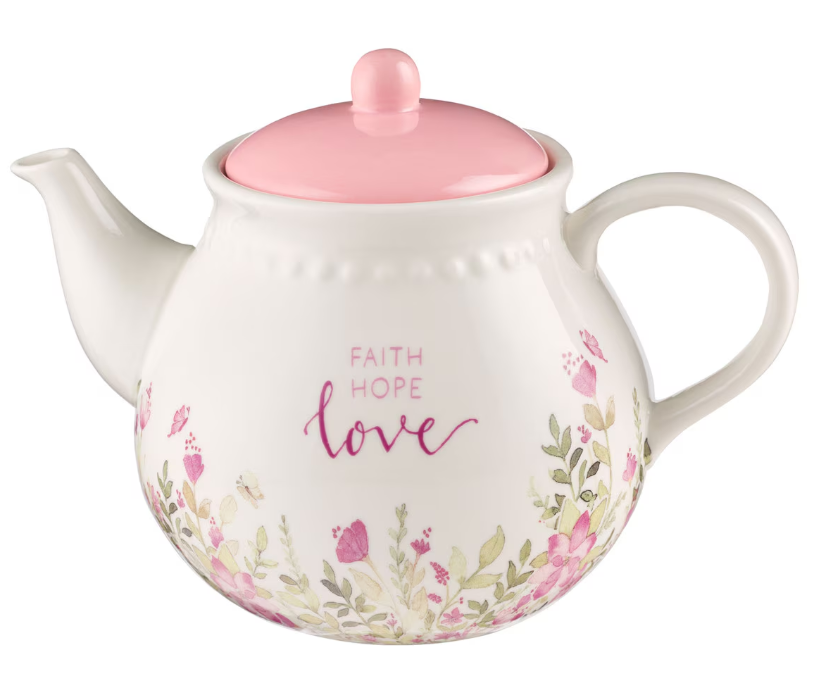 Faith, Hope, Love Petite Floral Teapot