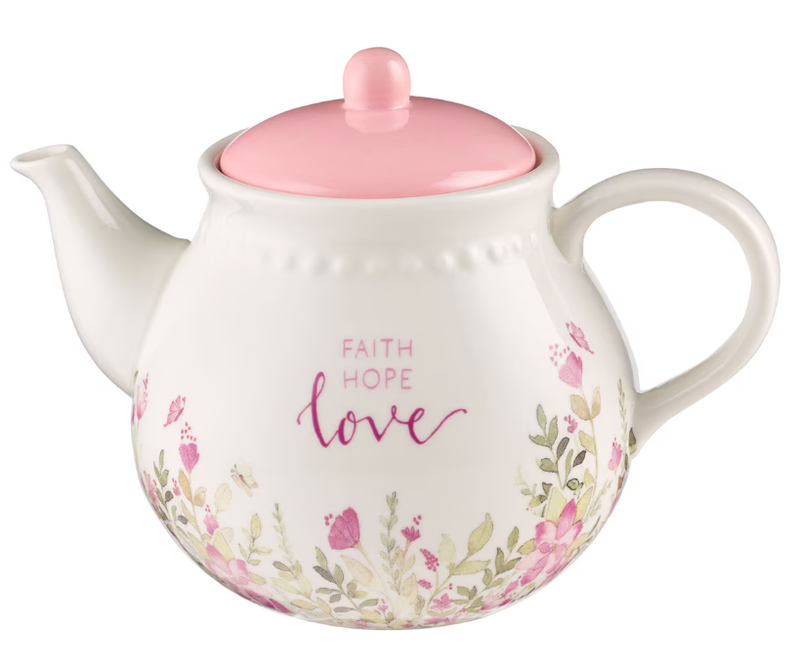 Faith, Hope, Love Petite Floral Teapot