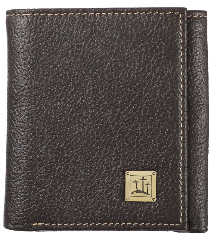 Three Crosses Brown Leather Wallet