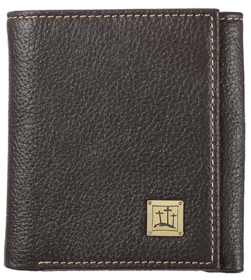 Three Crosses Brown Leather Wallet