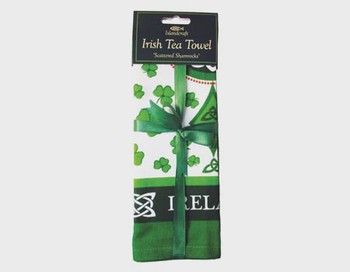 Scattered Shamrocks Irish Tea Towel