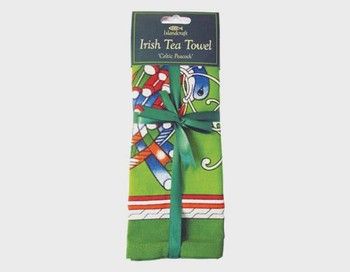 Celtic Peacock Irish Tea Towel