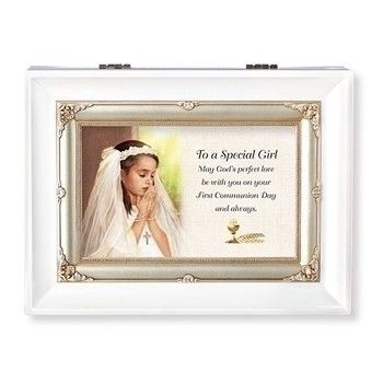 To A Special Girl White Communion Music Box To A Special Girl White Communion Music Box