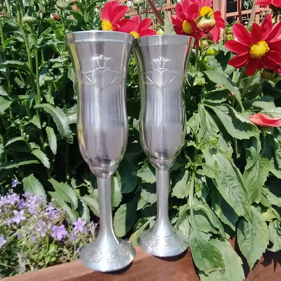 Mullingar Pewter Claddagh Champagne Toasting Flute Set