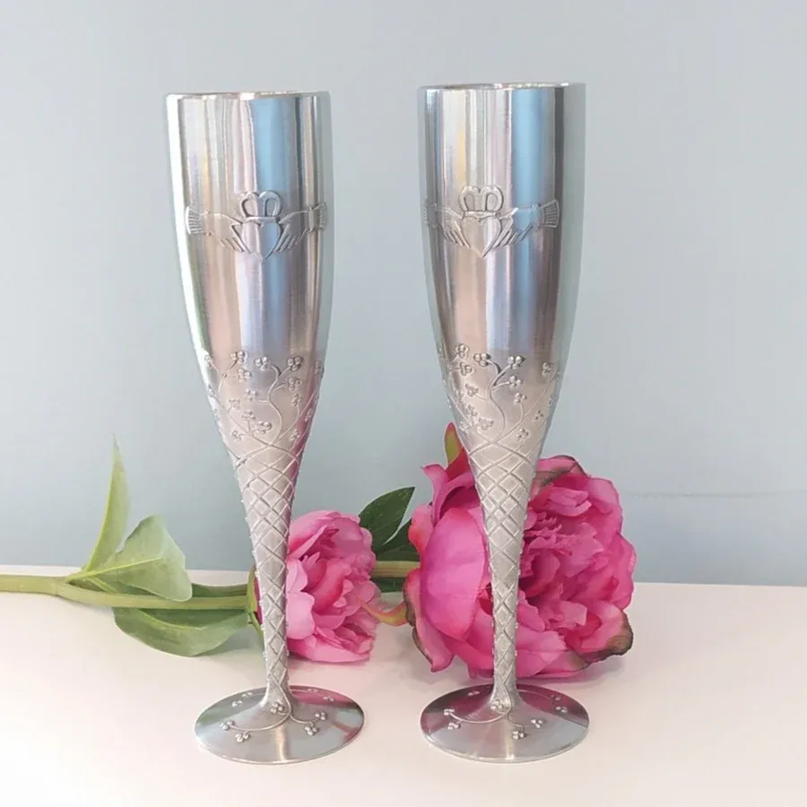 Mullingar Pewter Claddagh Flute Pair