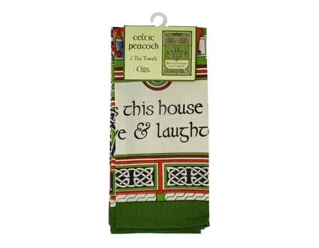 Celtic Peacock 2 Tea Towels Set