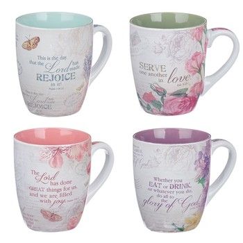 Floral Inspirations Four Piece Coffee Mug Set