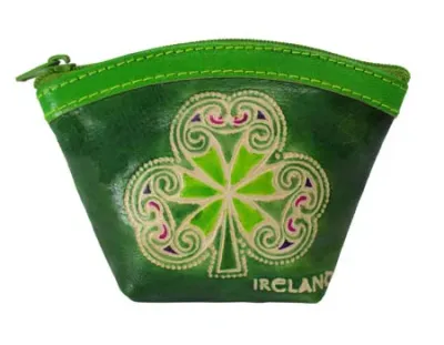 Shamrock Leather Fan Purse