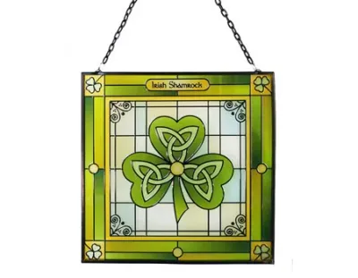 Irish Shamrock Glass Panel