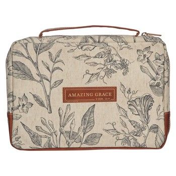 Amazing Grace Natural Canvas Bible Cover- Size Large