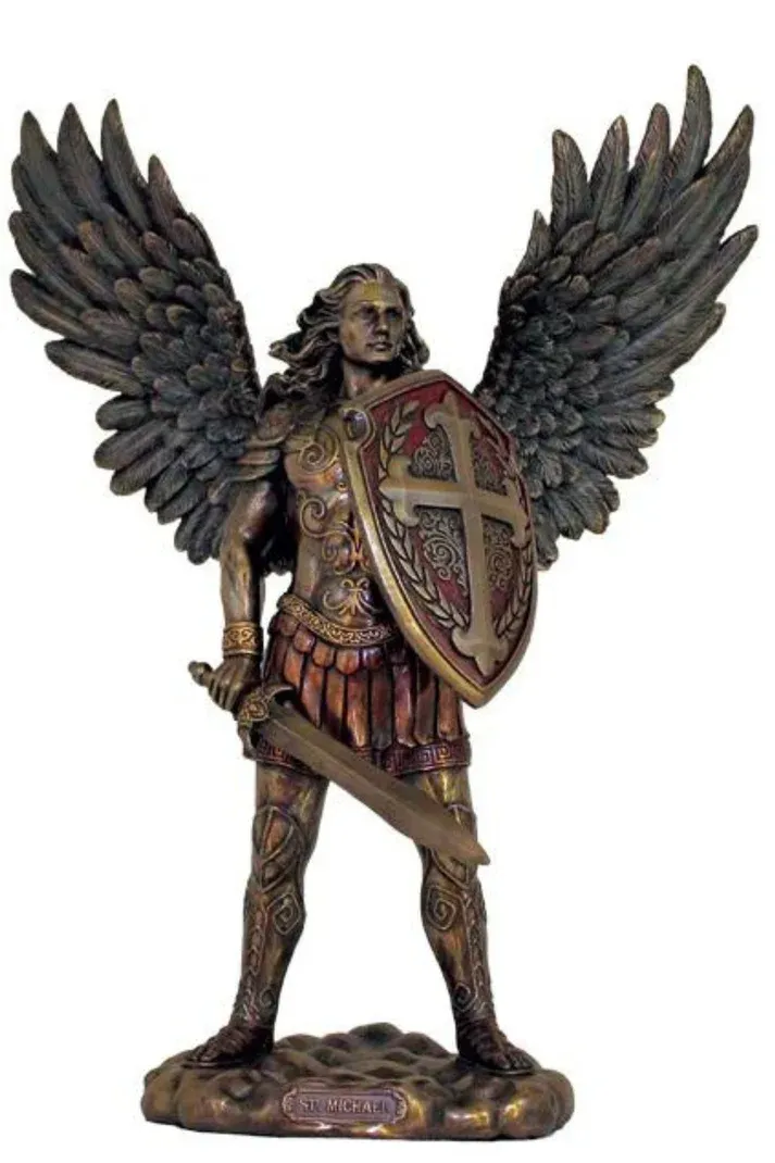 11&quot; St. Michael Bronze Statue Disc.
