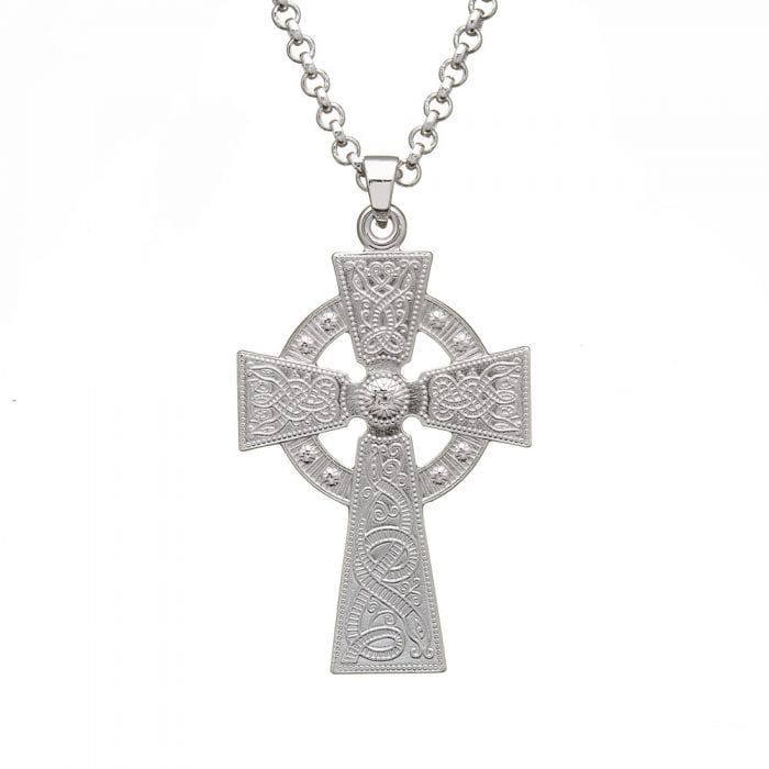 Sterling Silver Celtic Warrior Shield Cross- Large