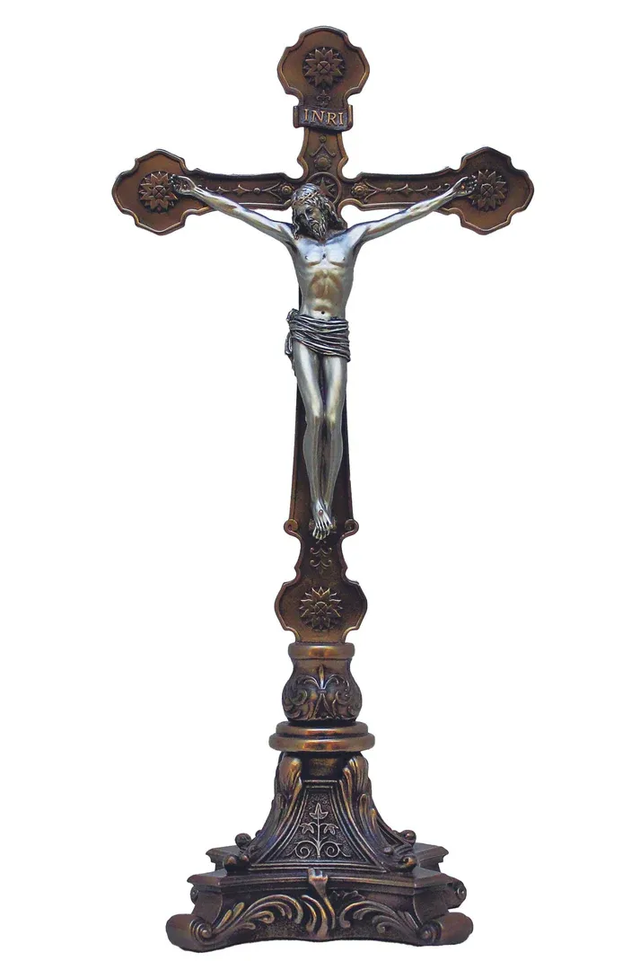 13&quot; Standing Crucifix Bronze