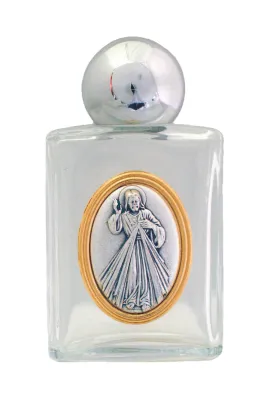 Divine Mercy Squared Glass Holy Water Bottle