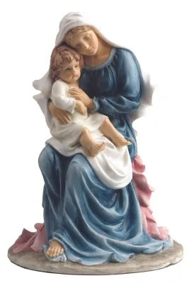 9&quot; Madonna and Child Seated Color Statue