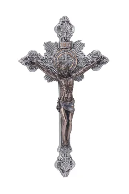 7.75&quot; Saint Benedict Bronze Pewter Crucifix