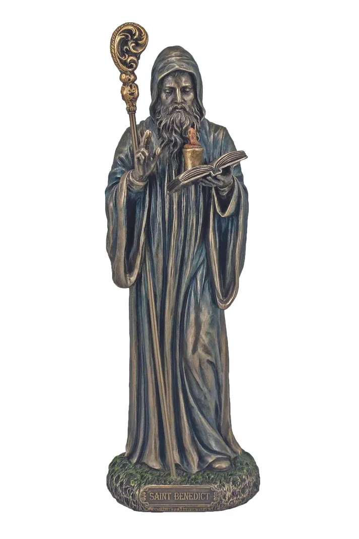 8&quot; Saint Benedict Bronze Statue